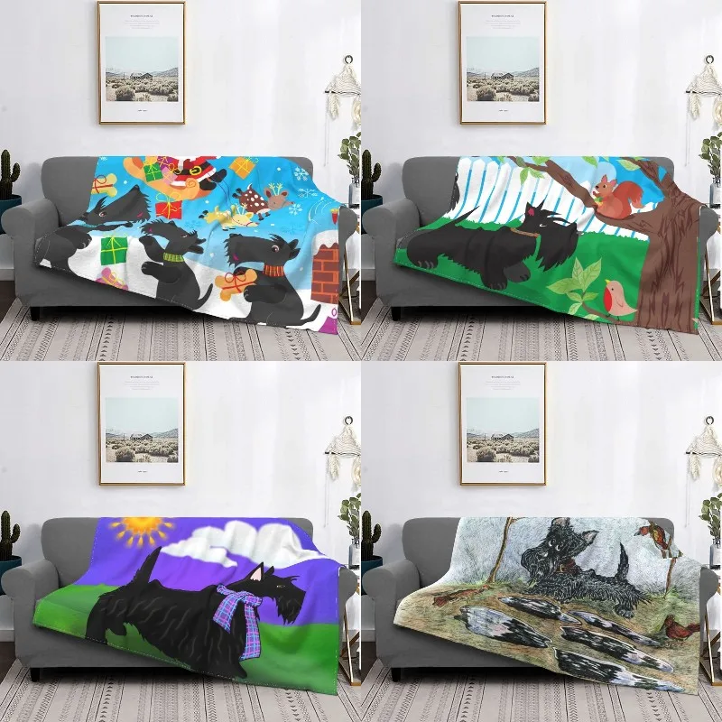 

Presents Scottie Lover Blanket Soft Fleece Spring Warm Flannel Scottish Terrier Dog Throw Blankets for Sofa Travel Bed Quilt