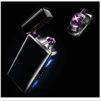 double arc usb charging electric lighter with led battery display mini dual plsma electronic lighter free shipping