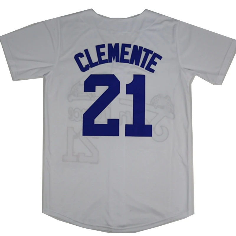 BG baseball jerseys Santurce Crabbers 21 Clemente jersey Outdoor sportswear Embroidery sewing white Hip-hop Street culture