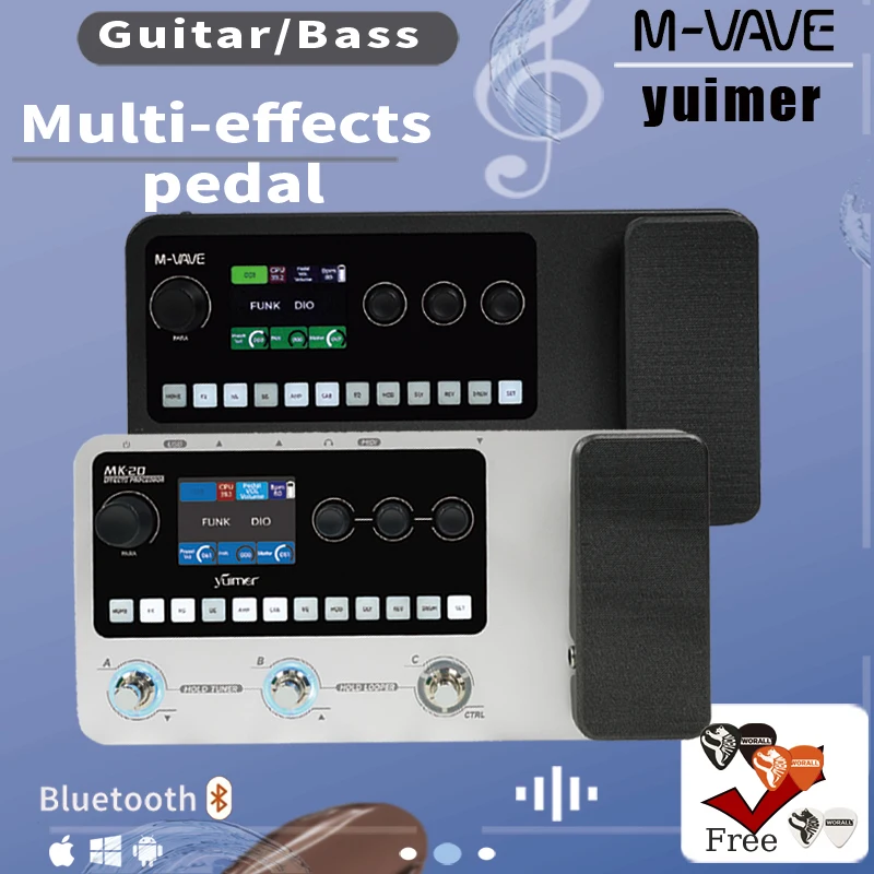 Фото Мультиэффект-педаль M-VAVE/Yuimer MK-20 для гитары/баса – 100 эффектов, лупер на 120 секунд, драм-машина, тюнер и USB-аудио №1