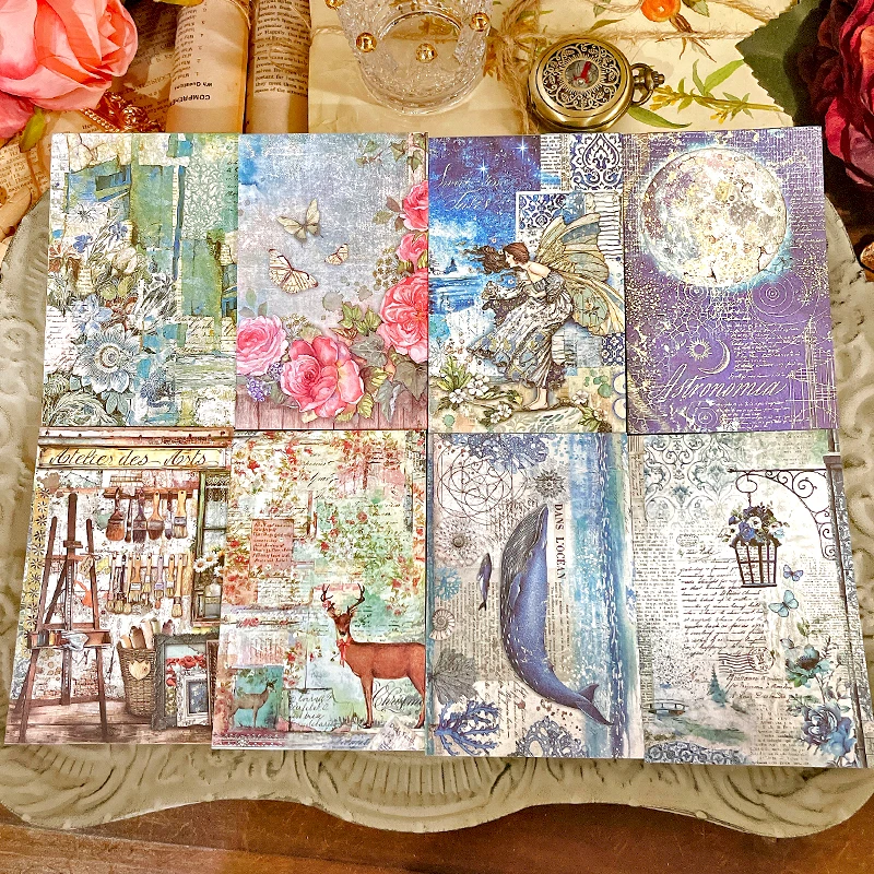

60 Sheets Vintage Patterned Paper Rose Manor Scrapbooking Paper Pack Handmade Craft Paper Background Pad Card Collage Material