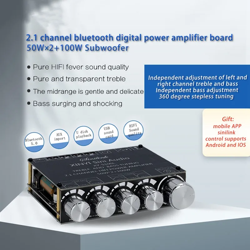 XINYI Sini аудио S100L Bluetooth 5 0 2 1 Ch мощность стерео сабвуфер усилитель платы 50W * + 100W