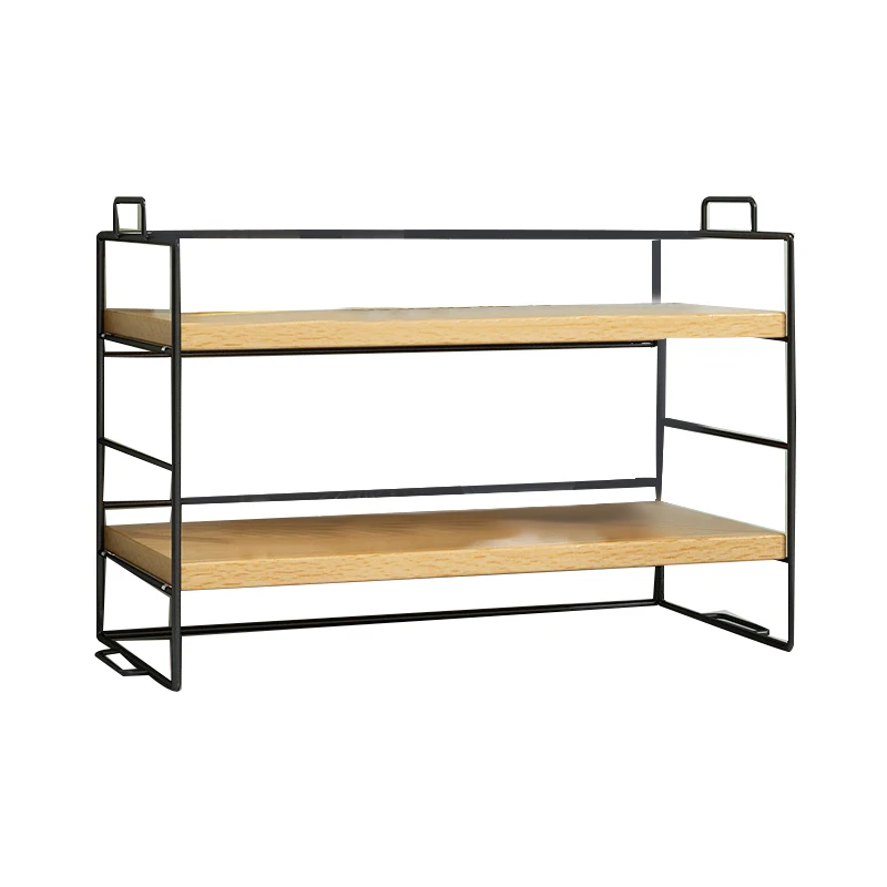 

Desktop Storage Shelf Bookcase Desk Office Table Multilayered Black+Log Color