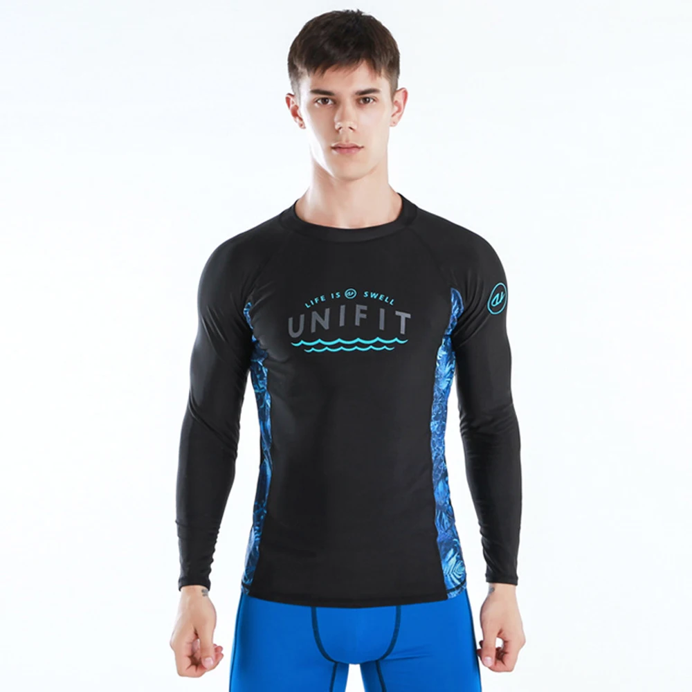 2022 Men's Swimming T Shirts Fashion Swimwear Beach Quick Dry UV Protection Wetsuits Water Sports Long Sleeve Surfwear T Shirts