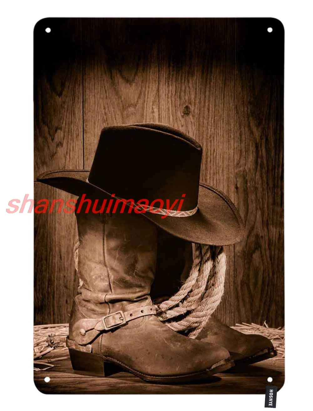 HOSNYE Rodeo Ковбойская жестяная вывеска Черная фетровая шляпа ATOP Старая ранчовая