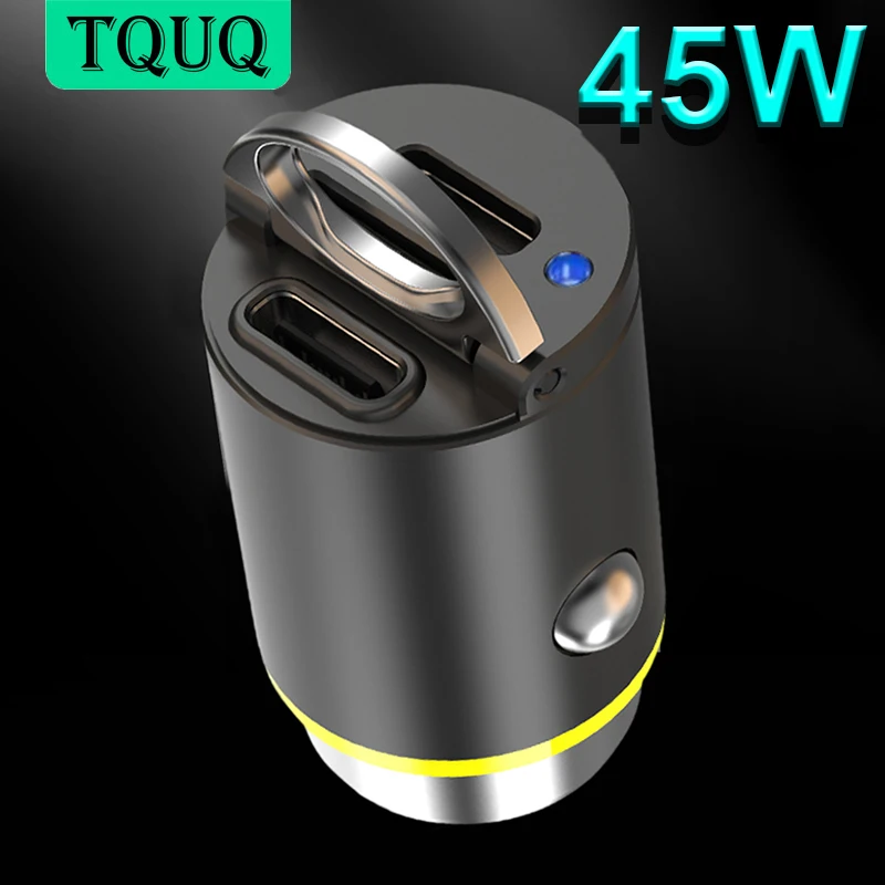 

TQUQ 45W USB C Car Charger Adapter [2 PD45W] Car Fast Charger [Mini & All Metal] Compatible with iPhone 14/13 Pro Max Smartphone