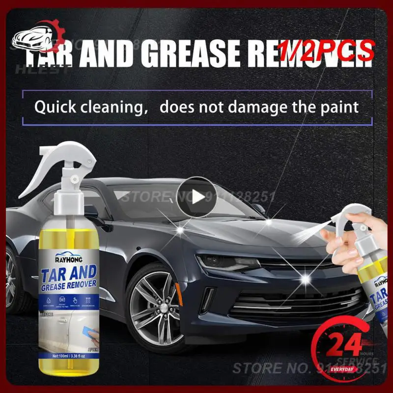 

1/2PCS Car Oil Tar Grease Remover Solvent 100ml Based Spray Greases Police Degreaser Cleaner Kitchen Home Dilute Dirt Wash