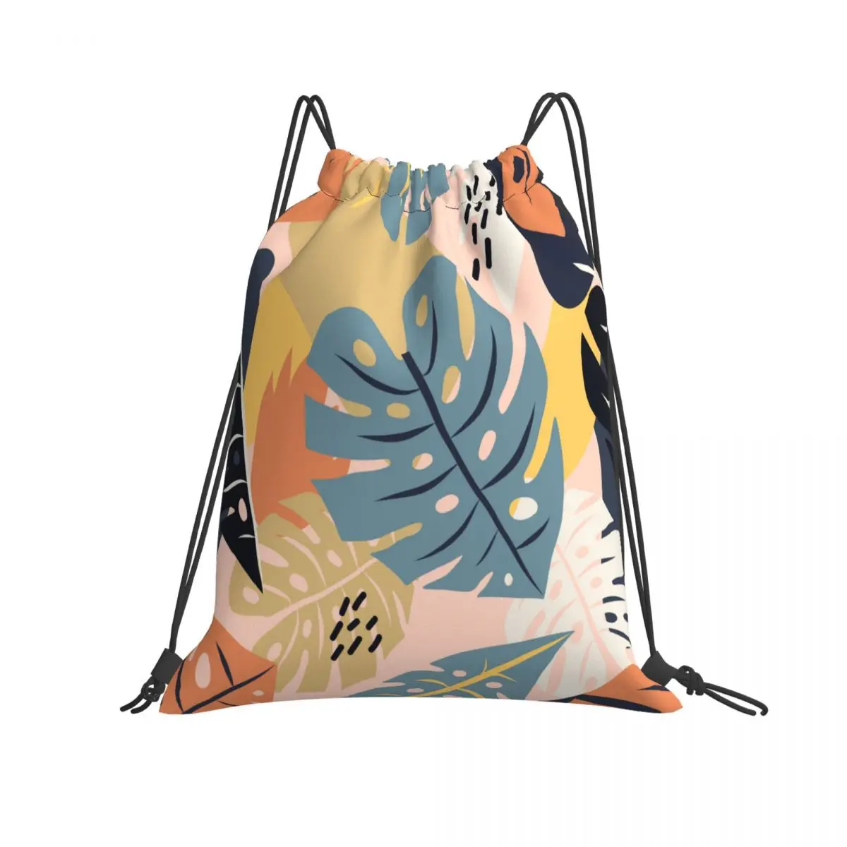 

Gym Bag Travel Drawstring Bag Colorful Monstera Leaves Outdoor Sport Backpack for Training Swimming Fitness Bag