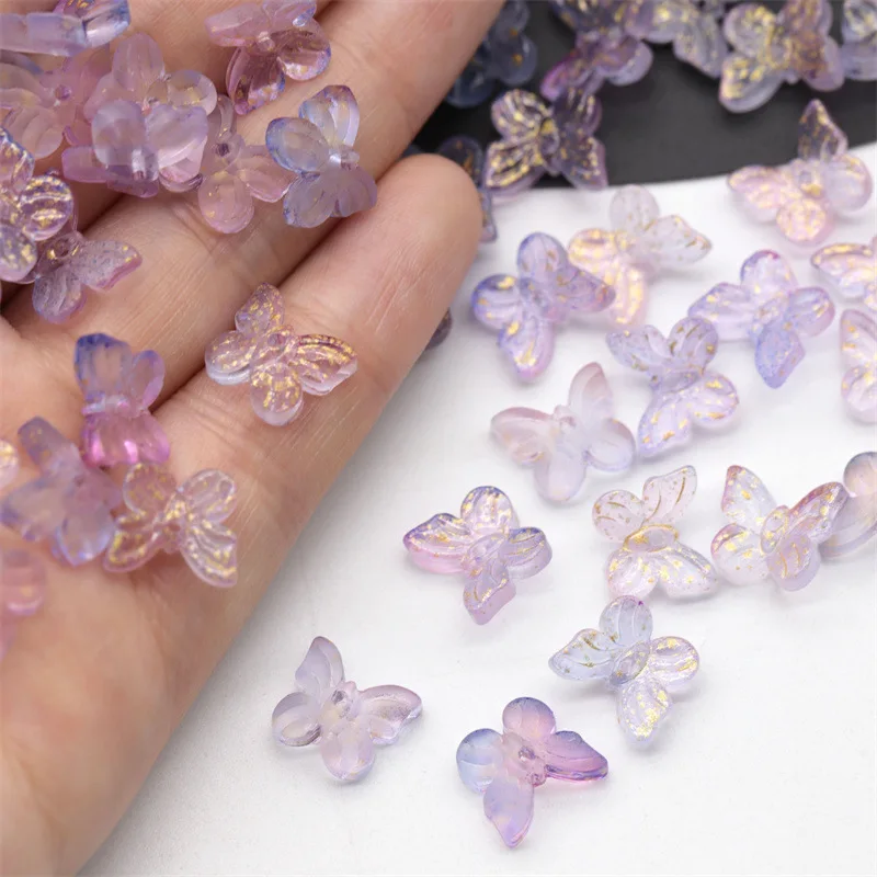 20pcs 11x9mm Butterfly Shape Lampwork Crystal Glass Loose Beads for Jewelry Making DIY Crafts Findings