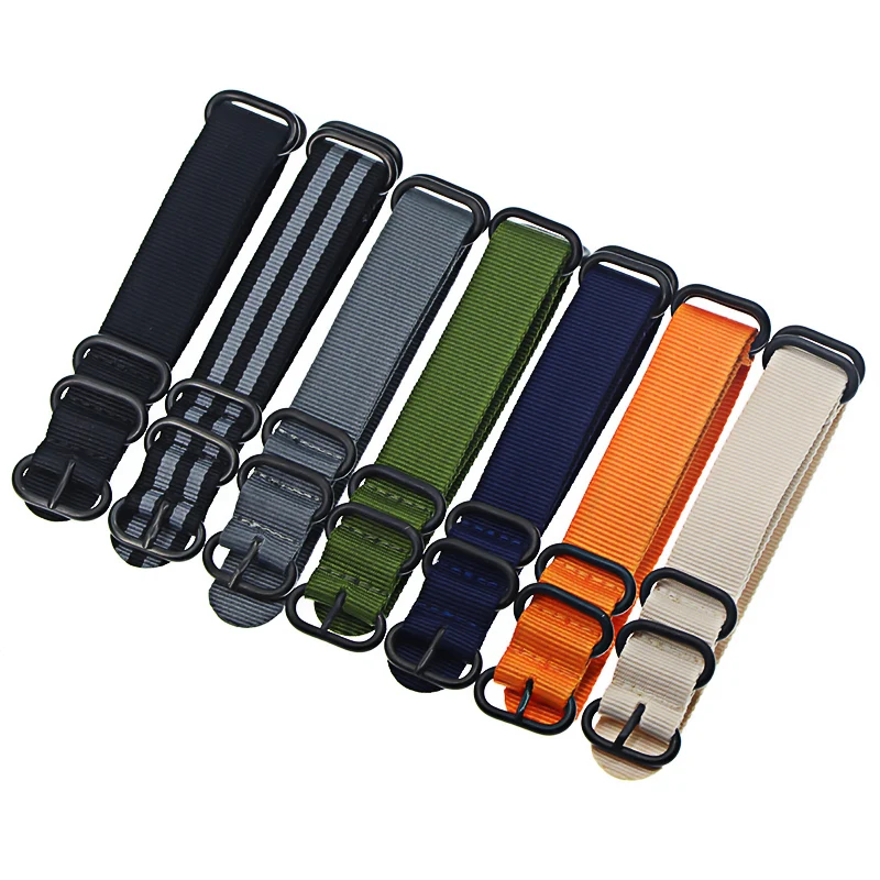 

Wholesale Heavy Duty Nylon Watchband NATO ZULU Strap 18mm 20mm 22mm 24mm Striped Rainbow Canvas Replacement Watch Band