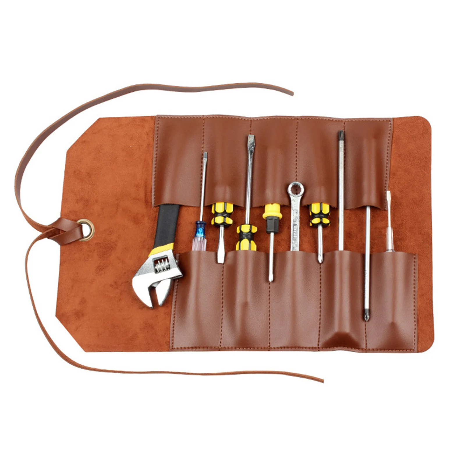 

Кожаная сумка для инструментов, прочный органайзер для гаечных ключей и инструментов, практичный, удобно носить с собой