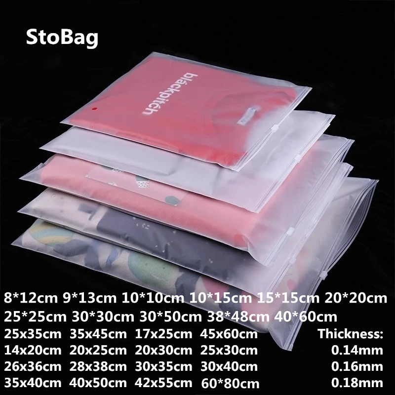 

StoBag 10pcs Double Face Frosted Zipper Lock Self Seal Bags For Home Travel Storage Clothes Packaging Supplies Custom Logo