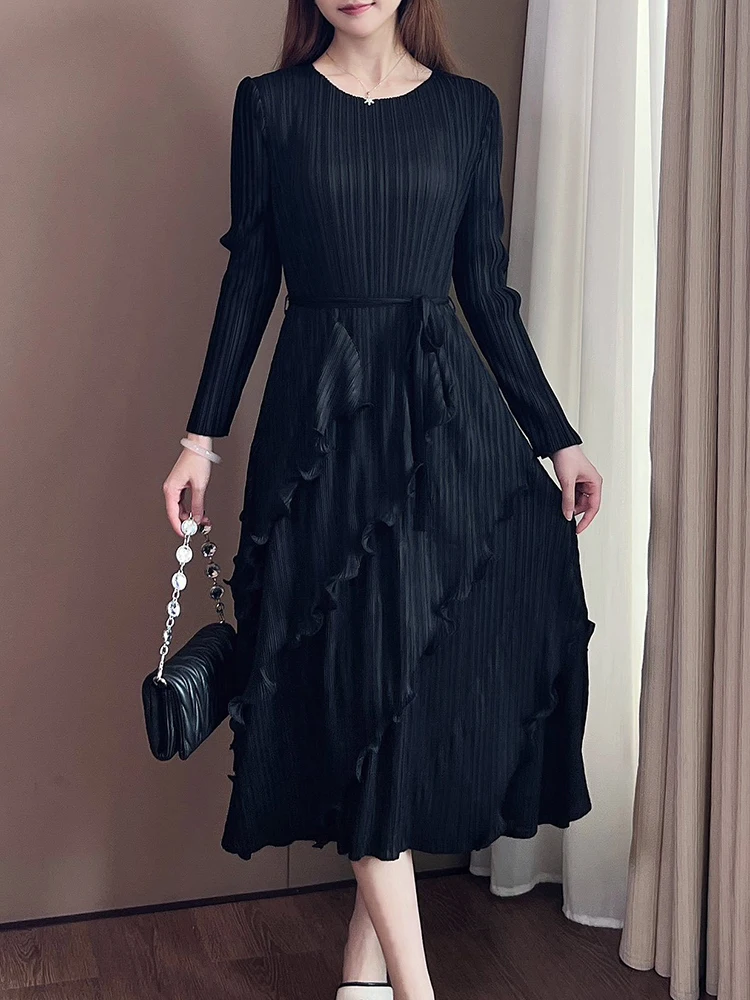 Плиссированное Платье GVUW в виде грибка женское ТРАПЕЦИЕВИДНОЕ ПЛАТЬЕ с круглым