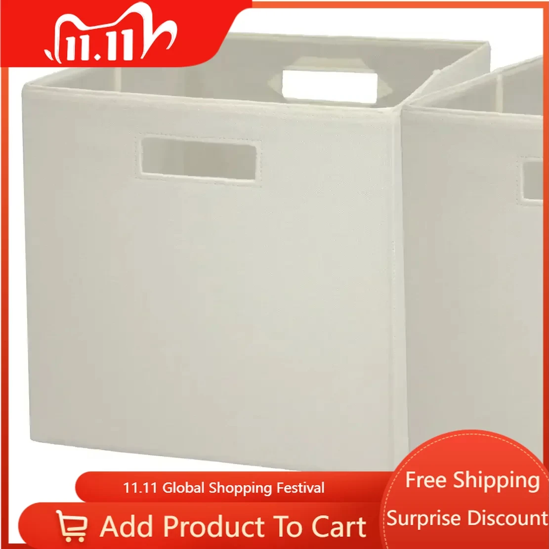 

Free Shipping Fabric Cube Storage Bins (12.75" X 12.75"), Ivory, 2 Pack Shoe Organizer and Storage Storage Box Storage Contain