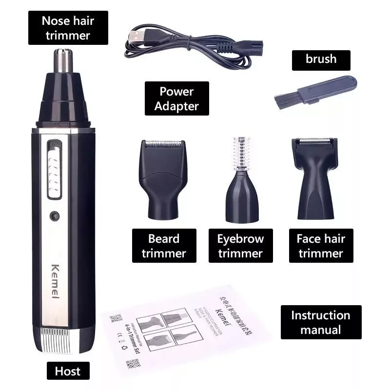 Enlarge 4 in 1 Rechargeable Men  Nose Ear Hair Trimmer Painless Women Trimming Sideburns Eyebrows Beard Hair Clipper Cut Shaver
