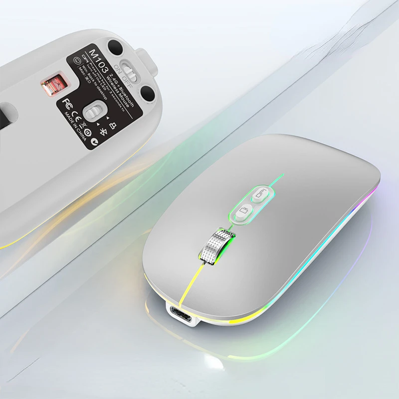 

Двухрежимная Беспроводная Bluetooth-мышь с функцией рабочего стола одним нажатием Type-C, аккумуляторная Тихая эргономичная мышь для ноутбука, ПК,...