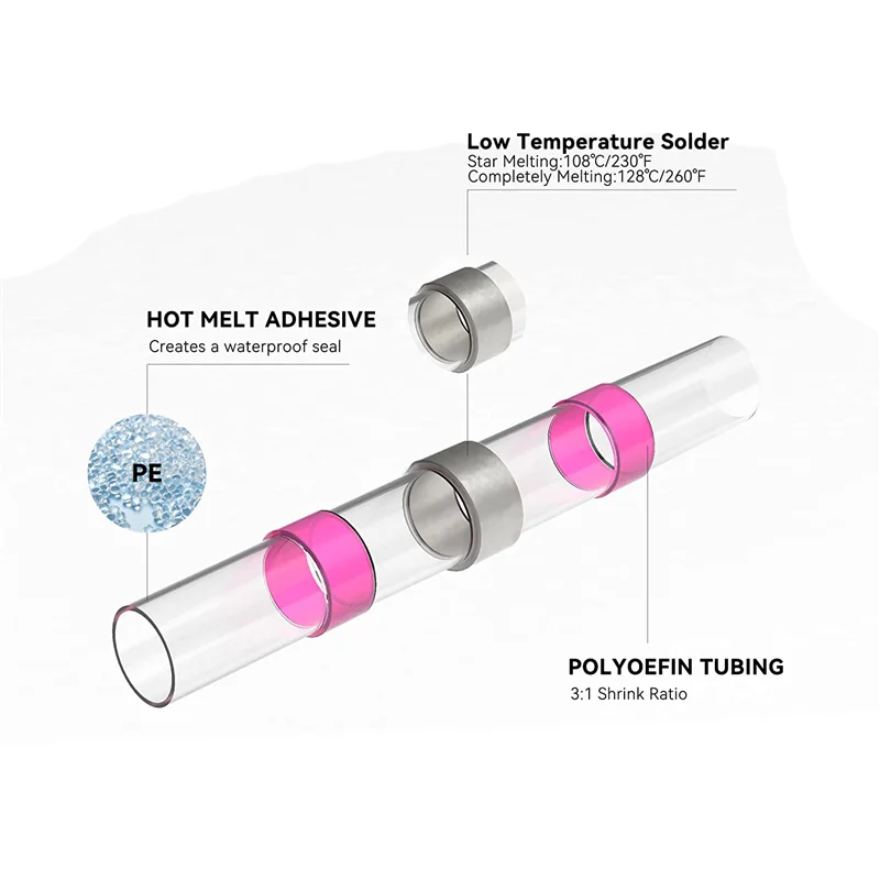 800 шт. соединитель для проводов с паяным уплотнением красный 22-18 AWG -
