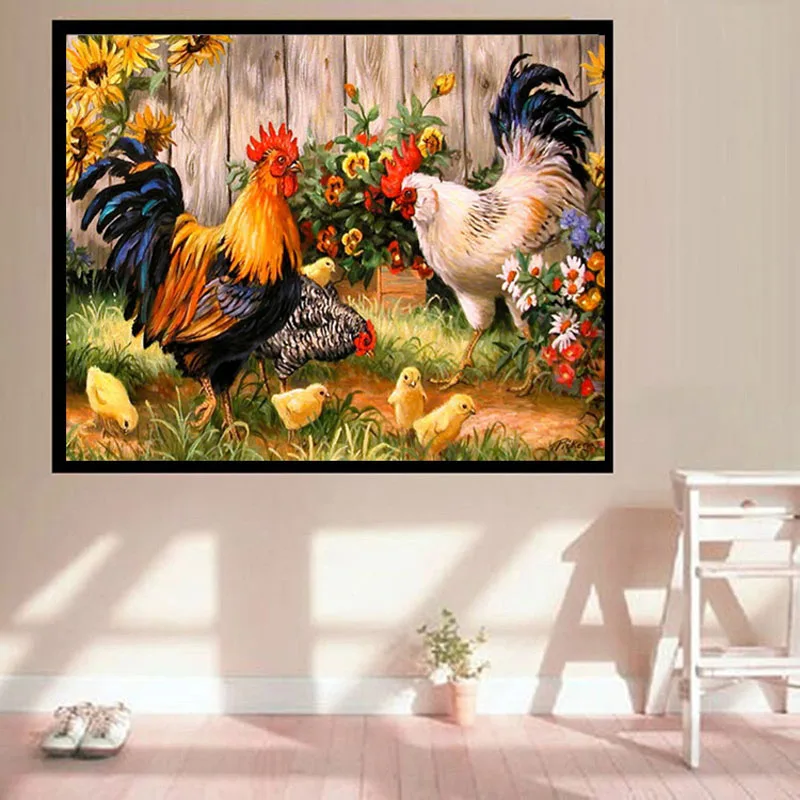 

Набор для алмазной вышивки «сделай сам», картина с животными, цыплятами, вышивка крестиком, домашний декор, 3d декор для комнаты с петухом, ку...