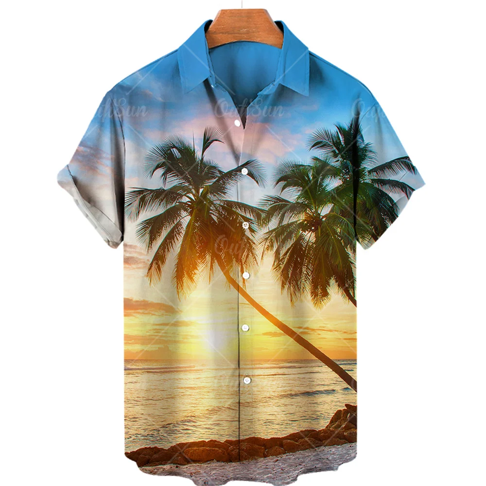 Hawaiian Shirt Men's Summer Shirt Coconut Tree 3d Print Shirt Fashion Short Sleeve Beachwear
