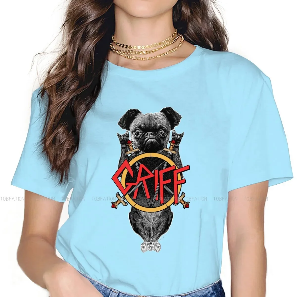 

French Bulldog Cute Dog Crewneck TShirts Metal Brussels Griffon Distinctive T Shirt 4XL Clothing