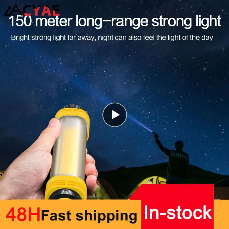 

Multifunctional COB camping light outdoor auto repair work glare flashlight safety hammer with alarm New life grade waterproof