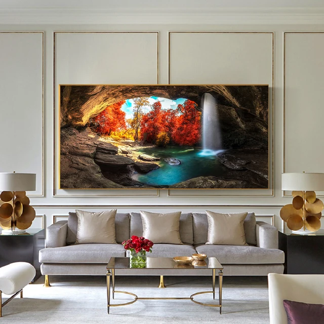 Пейзаж натуральный водопад холст картины настенное искусство пейзаж картина