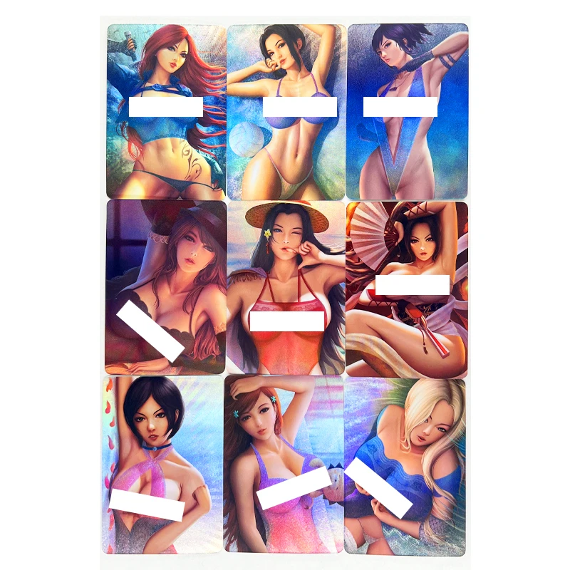 

9pcs/set ACG Sexy Nude Boa Hancock Mai Shiranui Katarina Toys Hobbies Hobby Collectibles Game Collection Anime Cards