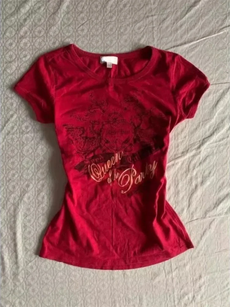 Футболка женская приталенная с коротким рукавом винтажный шикарный модный топ в