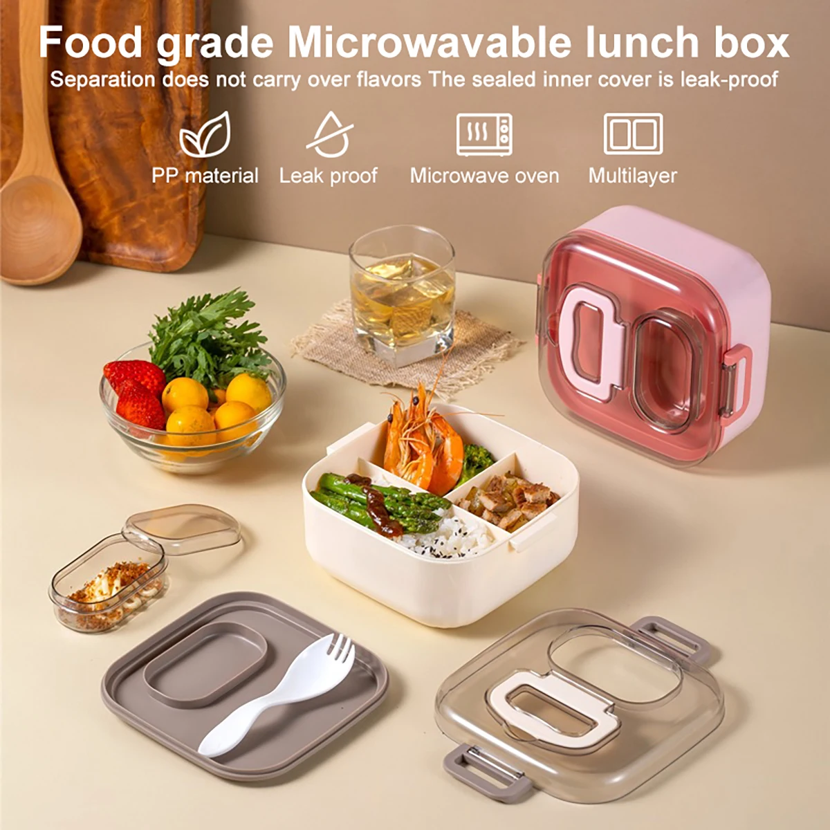 1 шт. Ланч-бокс разделенный на отсеки с посудой семейный для офисных студентов