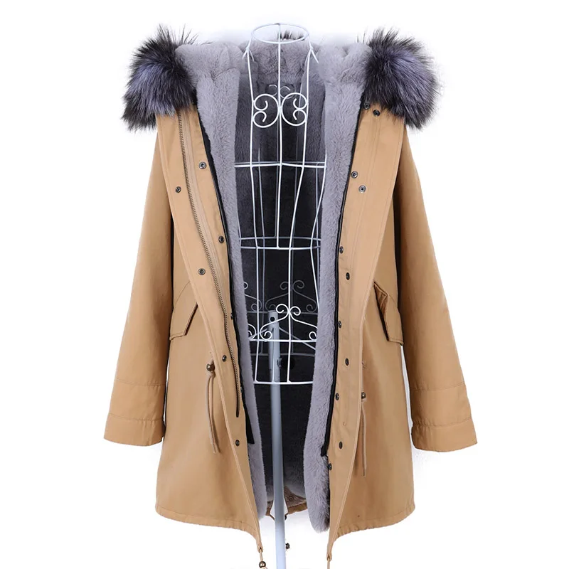 Maomaokong 2022 Winter Jacket Women Long Parka Waterproof Big Natural Real Fox Fur Raccoon Fur Collar Hood Thick Warm Liner