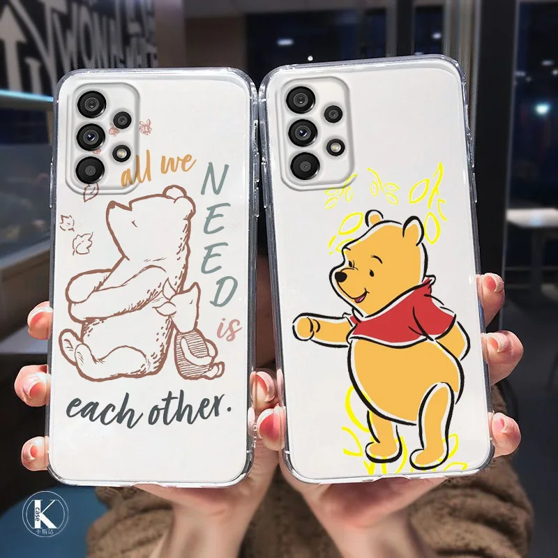 

Disney Cute Pooh Bear Phone Case For Samsung A32 A52 A52S A72 A02 A22 A03 A02S A03S A13 A53 A73 A23 A13 Lite Core Transparent