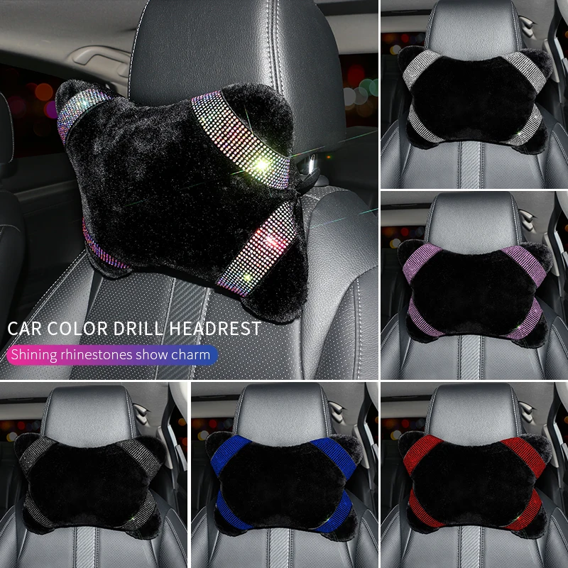 

New Car Neck Pillows Both Side Headrest for Head Pain Relief Universal Car Pillow Bling Car Interior Accessories for Woman