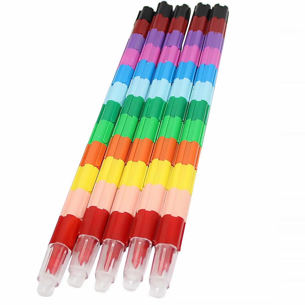 

Crayon Crayons Pen Stacking Color Kit Rainbow Colored Kids Wax Coloring Buildable Pens Party Painting Point Oil Supplies School