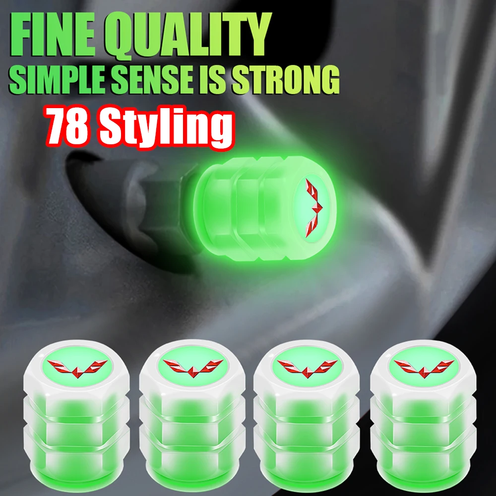 

4pcs Luminous Car Tire Valve Cap Fluorescent Motorcycle Bicycle Tyre Dust Cover for WULING Badge Emblem Auto Accessories