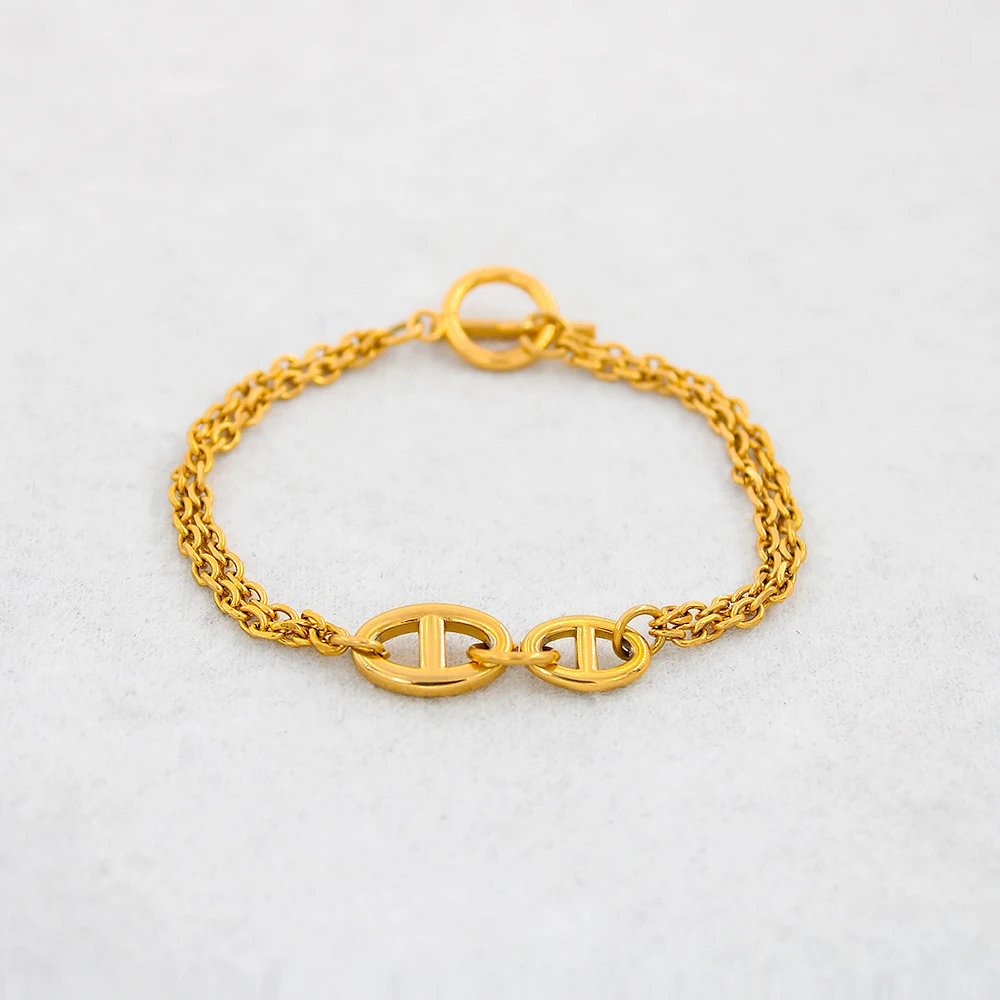 

Stainless Steel Jewelry Pig Nose Bracelet for Women Creative Coffee Seed Chain Hand Wear Holiday Decorations