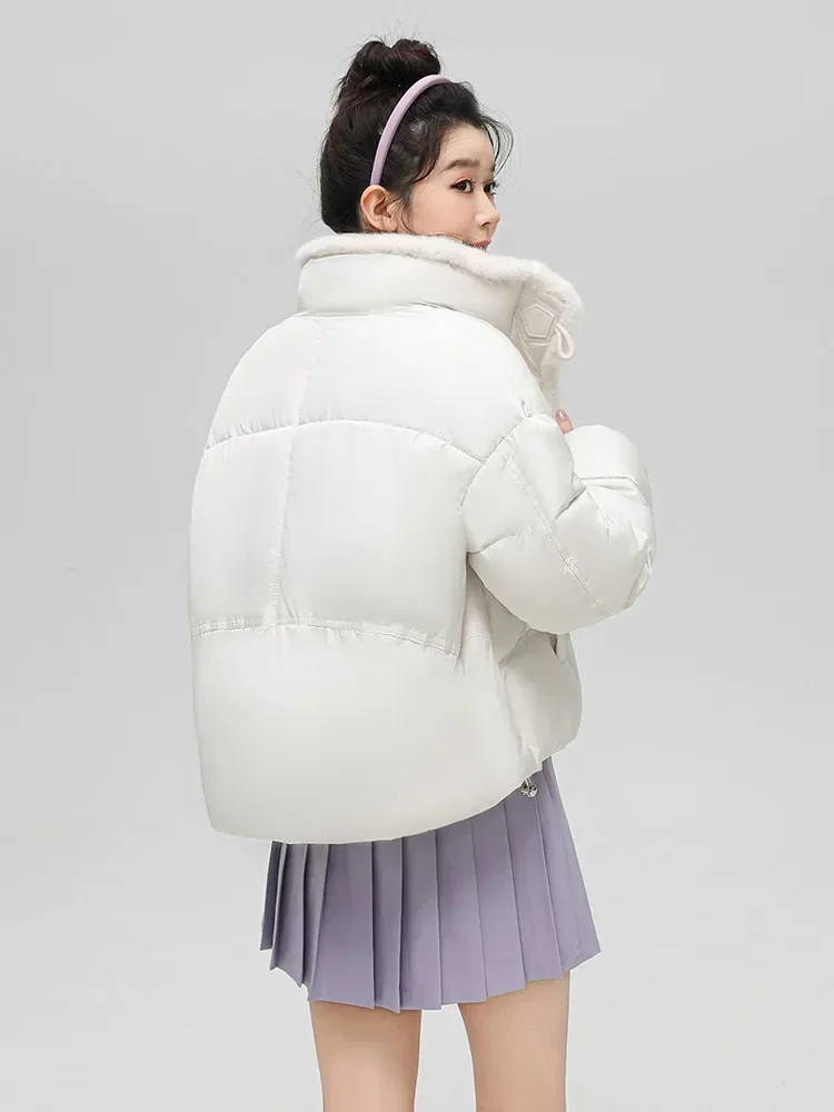 Новая утолщенная Меховая куртка-пуховик с воротником-хомутом и пряжкой зимняя