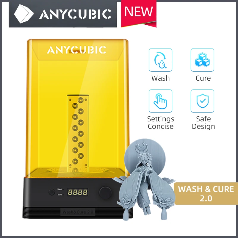 Buy ANYCUBIC غسل وعلاج 2.0 UV الراتنج نموذج غسل وعلاج 2 في 1 للطابعة ثلاثية الأبعاد الفوتون أحادية 4K الراتنج طابعة ثلاثية الأبعاد