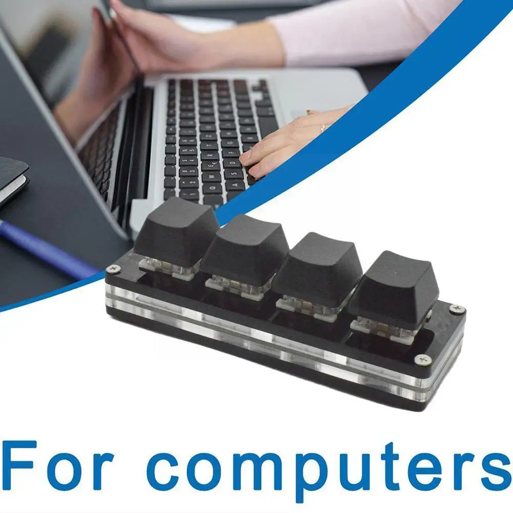 Хит продаж, программирование, макроклавиатура с ручкой на заказ, 4 клавиши, копировальная паста для фотошопа, Игровая клавиатура, механическая, горячая замена, макропад