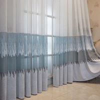 nordic american style curtains for living dining room bedroom custom luxury white blue gradient tulle door window curtain decor