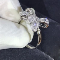 milangirl hot filled sparkling big bow knot stackable ring micro pave cz for women valentines day jewelry