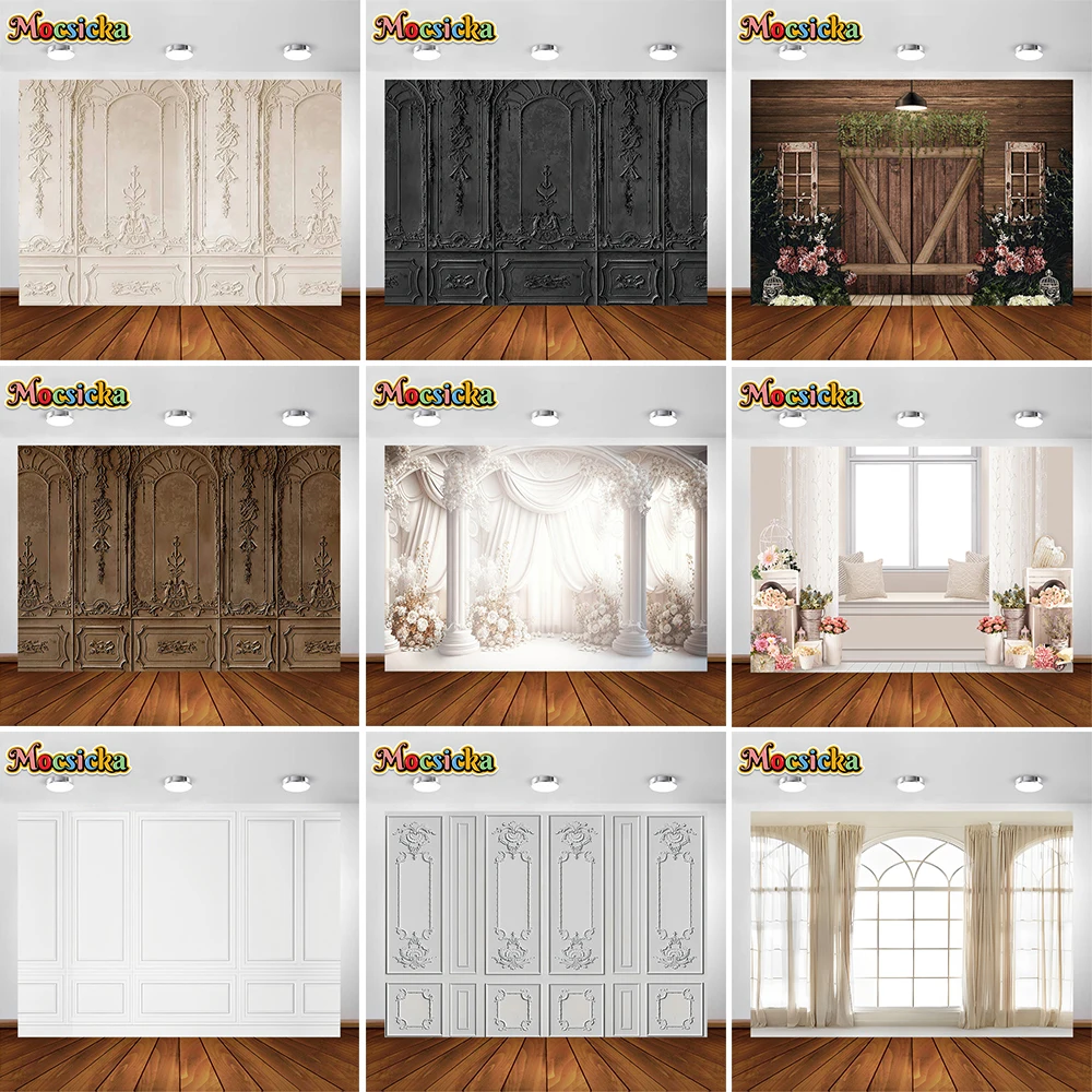 

Mocsicka Interior Vintage European Patterns Wall Room Decor Photography Backdrop Wedding Portrait Photocall Background Studio