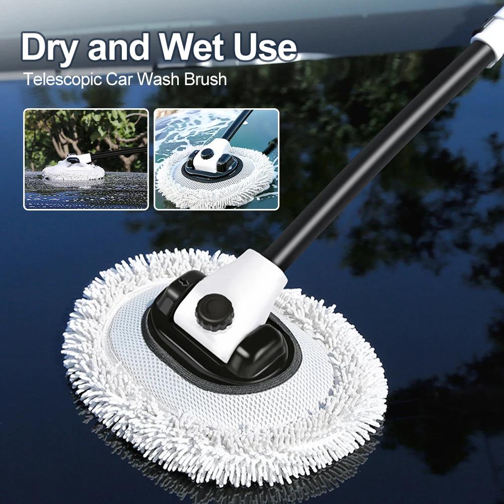 

Car Wash Brush 43inch Telescopic Long Handle 15° Curve Super Absorption Microfiber Car Cleaning Mop for Car Truck SUV Caravan RV