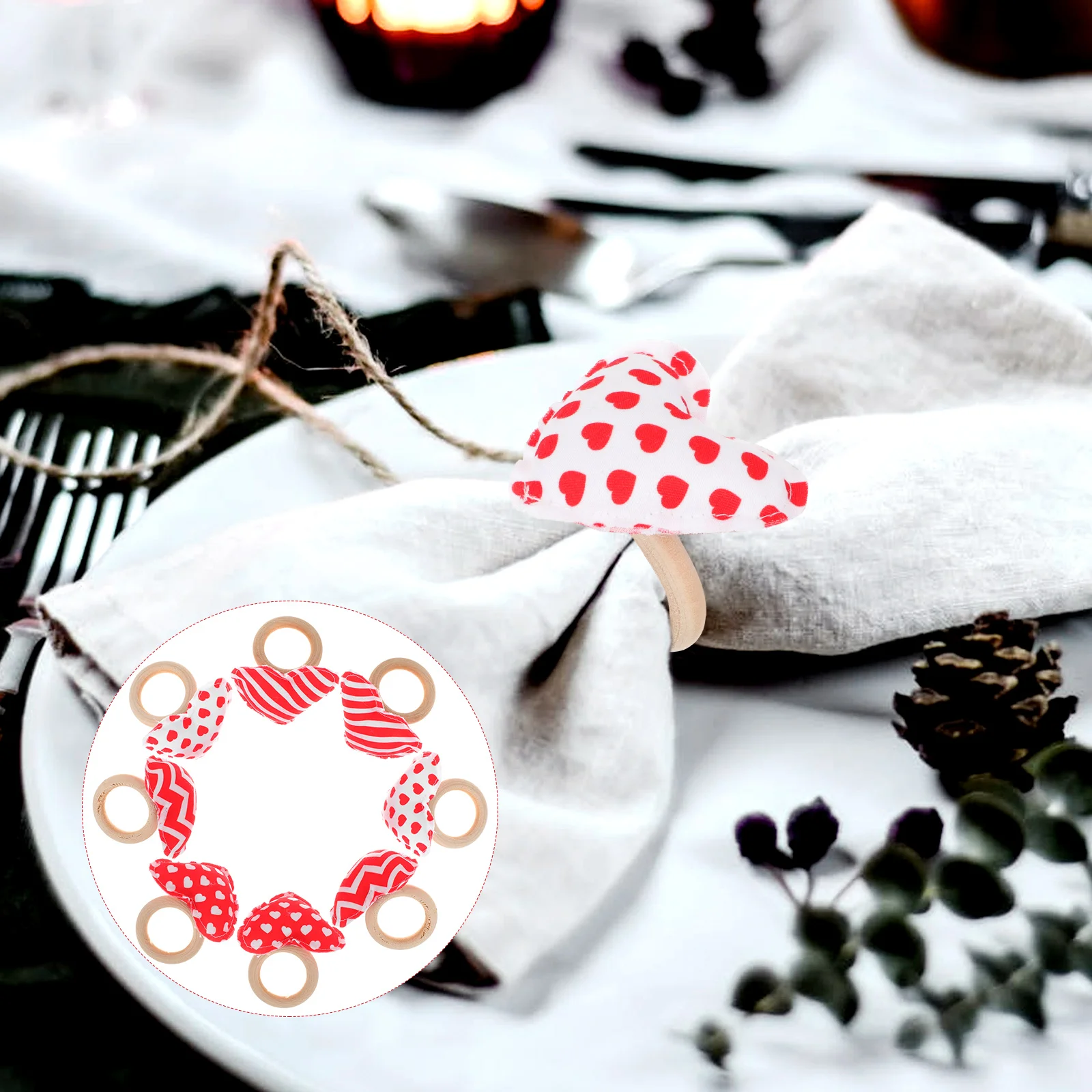 

Napkin Rings Ring Holiday Serviette Table Wooden Festivaldining Holder Decors Valentines Day Valentine Clasp