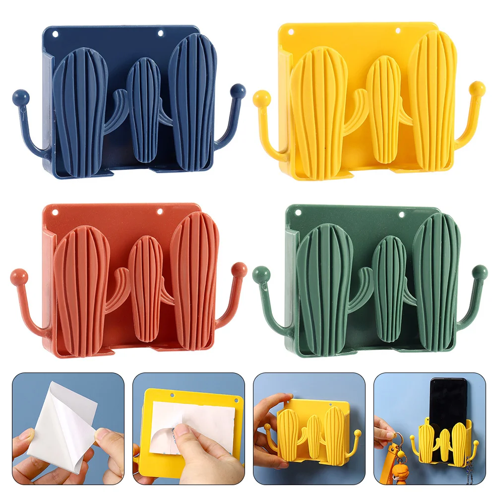 

4Pcs Remote Holder Remote Wall Rack Phone Charging Dock Mobile Wall Holder Wall Mount Bedside Caddy Charger Storage Organizer