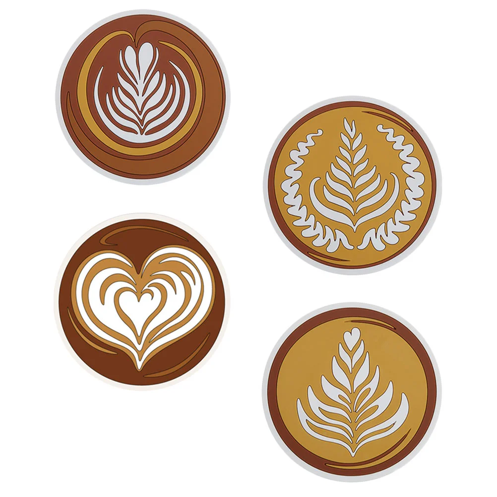 

4Pcs Thick PVC Cup Mats Latte Pattern Coasters Cup Mats (Assorted Color)