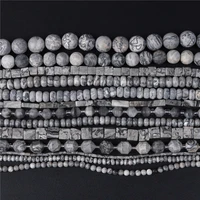 various natural map jaspers stone bead grey round tube faceted loose spacer beads for handmade jewelry making diy accessories