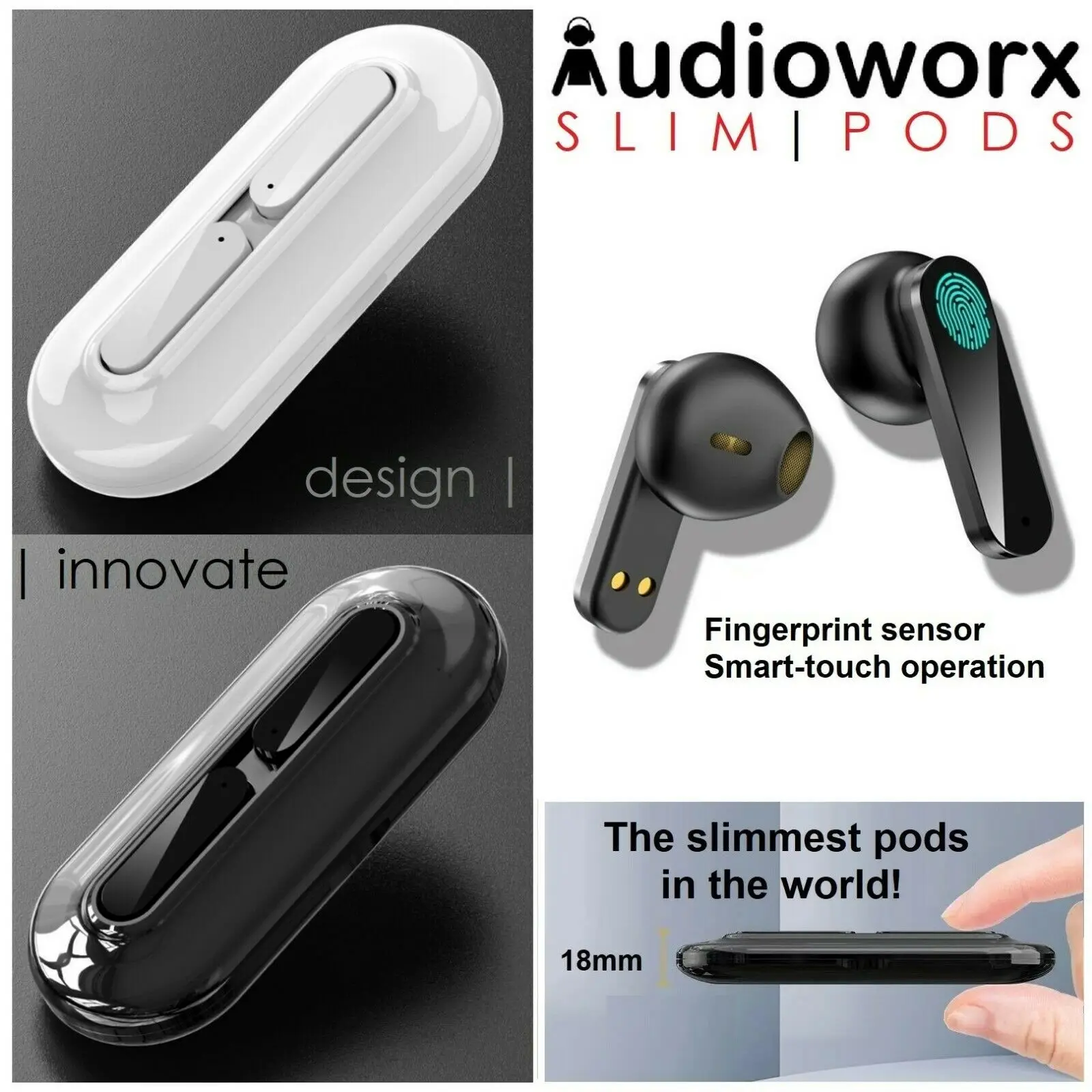 

Наушники-вкладыши Slim Pods Air Bluetooth, беспроводные наушники для IOS, Android