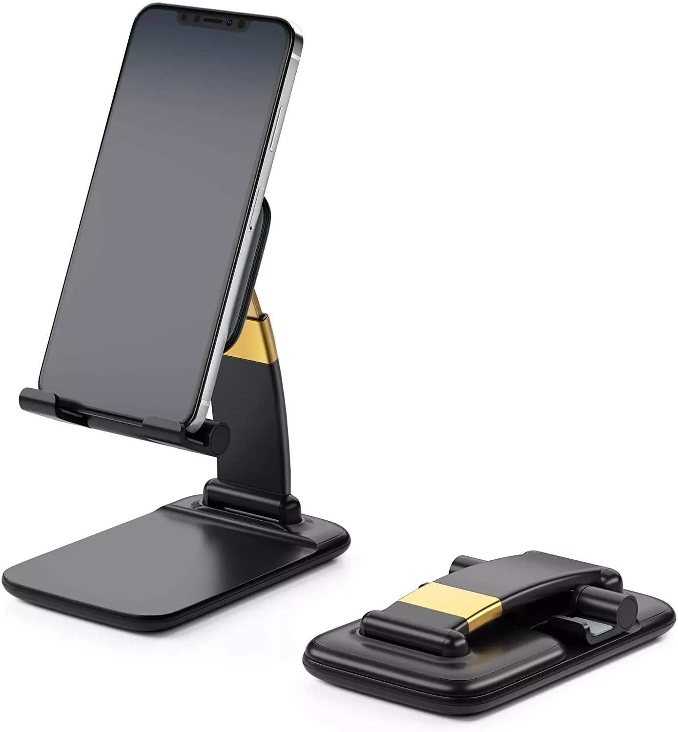 

NEW2023 SAMONPOW Phone Stand, Foldable Stand Phone Holder Adjustable Height and Angle Phone Dock Handsfree Portable Desktop Stan