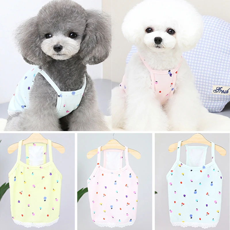 

Dogs Pet Vest Printed Cotton Vest Pet Sling Camisole Dessert Cartoon Cute Sweet Pet Clothes Puppy Sling Comfort Casual Summer