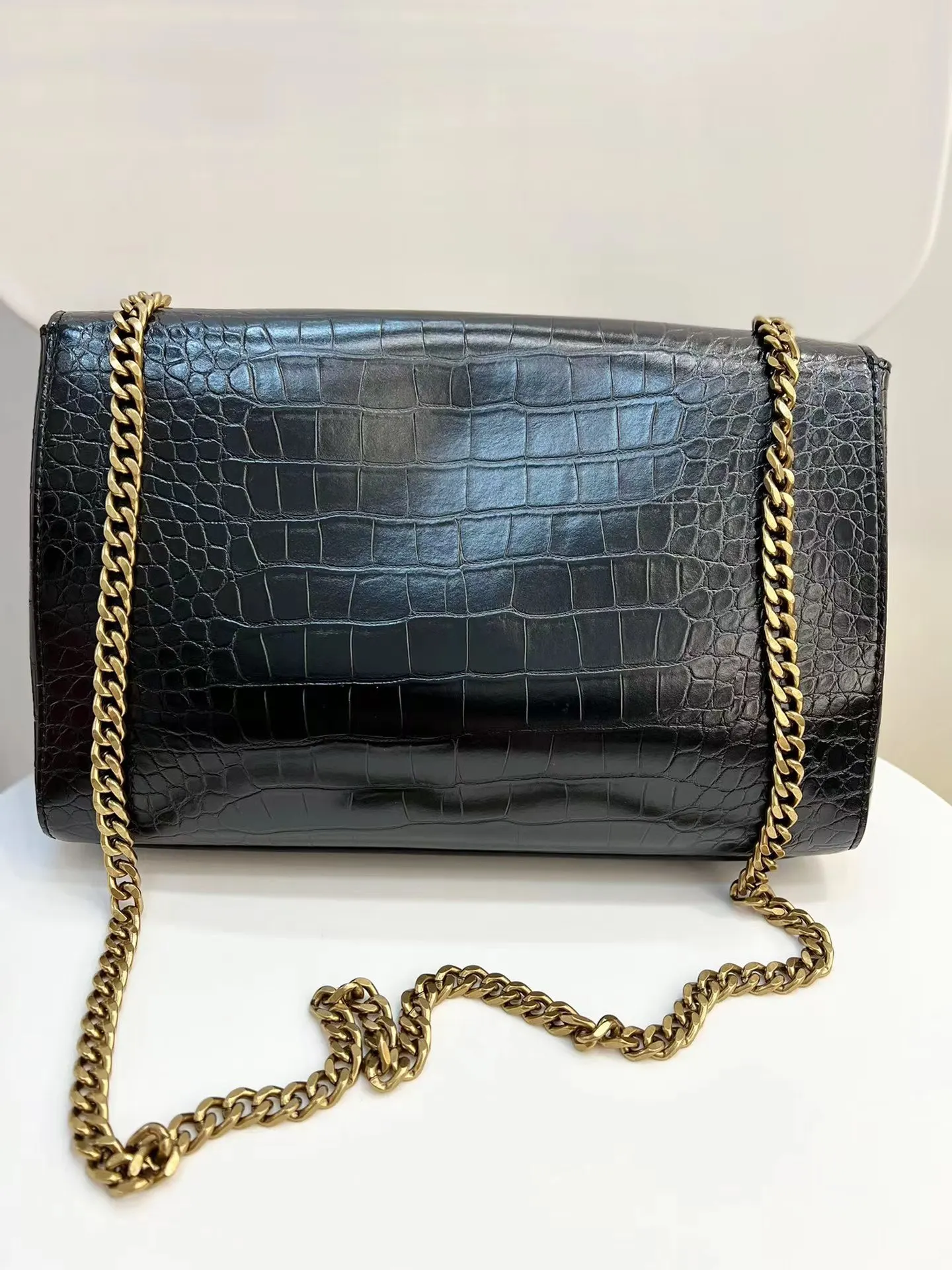 

Retro Classic Crocodile Pattern Cowhide Women's Shoulder Bag New Double Sided Reversible Bag Underarm Chain Bag Crossbody Bag